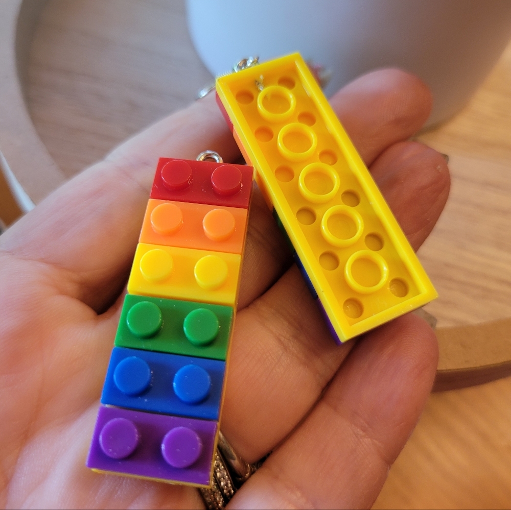 LEGO Rainbow Brick Dangle Earrings - Picture 3 of 5